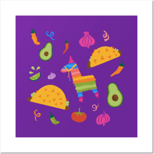 Taco Fiesta in Purple Posters and Art